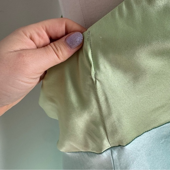 Natori vintage Green n Blue slip Dress fairycore mermaid whimsy cottage luxury L - Picture 6 of 8
